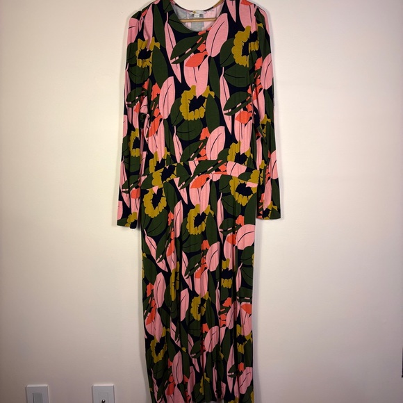 Boden Dresses & Skirts - Boden Floral Pink Green Long Sleeve Dress Stretch Jersey Travel Classic
